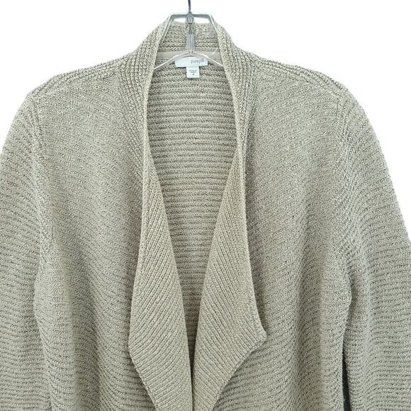 J. Jill Beige Draped Cardigan Open Front, Size M - Picture 3 of 10